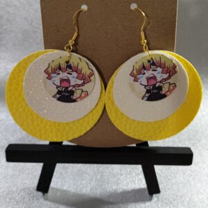 chibi crying Zenitsu 3 layer yellow earrings