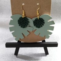 Green Plant Leaf Earrings